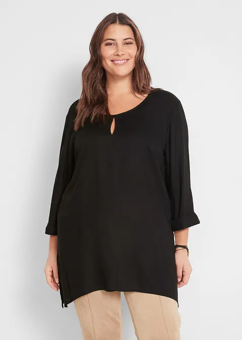 Blusenshirt aus reiner Viskose in schwarz von vorne (im Anschnitt) - bonprix