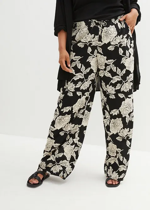 Palazzo-Hose aus fließender Viskose in schwarz von vorne - bonprix