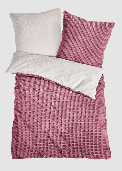 Wendbare Cashmere Touch Bettwäsche mit Hochtief-Effekt in lila von vorne - bonprix