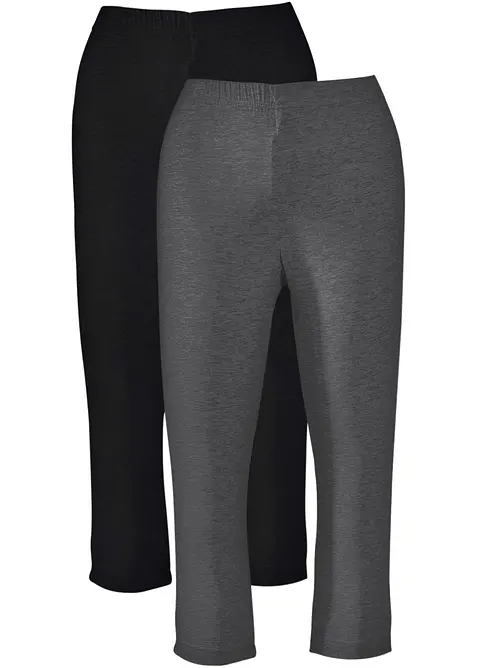 Capri-Leggings (2er Pack) in grau - bonprix