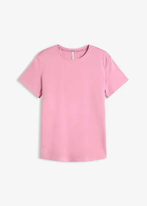 Weites Sport-Shirt mit Strukturoptik, schnelltrocknend in rosa von vorne - bonprix