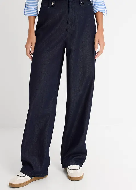 Loose Straight-Jeans High Waist in blau von vorne - bonprix