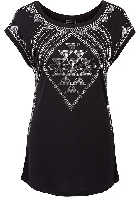 Shirt aus softer Viskose in schwarz von vorne - bonprix