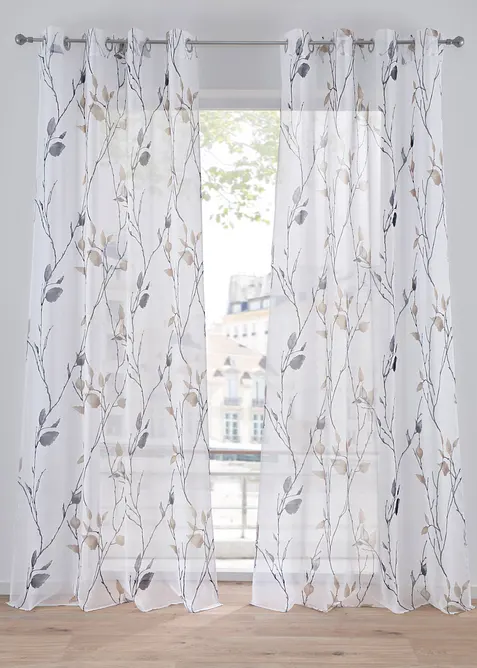 Transparente Gardine aus feinem Voile, auch in extra lang (1er Pack) in beige - bonprix
