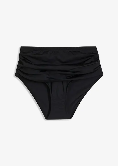 Light Highwaist Shape-Bikinihose mit Raffung in schwarz von vorne - bonprix
