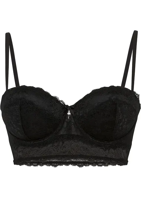 Balconette-BH aus Spitze in schwarz von vorne - bonprix