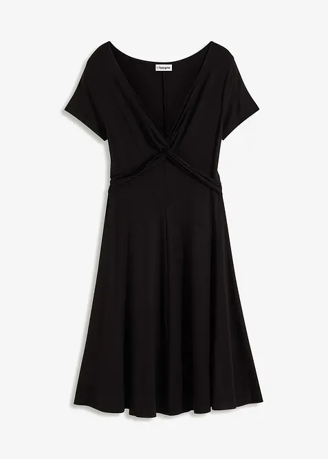 Jerseykleid aus Viskose-Mix in schwarz von vorne - bonprix