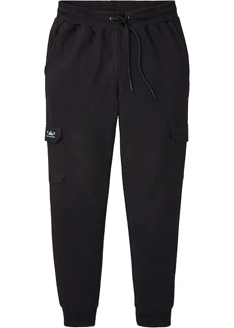 Regular Fit Cargo-Jogginghose, Straight in schwarz von vorne - bonprix