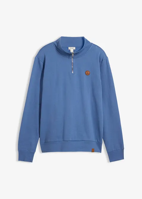 Sweatshirt aus reiner Bio-Baumwolle in blau von vorne - bonprix