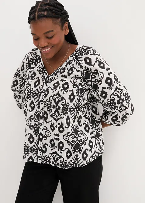Bluse aus reiner Baumwolle in weiß von vorne (im Anschnitt) - bonprix