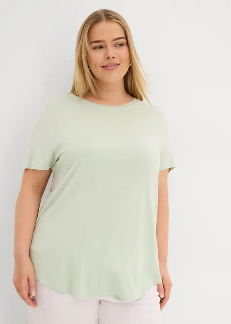 Longshirt aus softer Viskose in grün von vorne (im Anschnitt) - bonprix