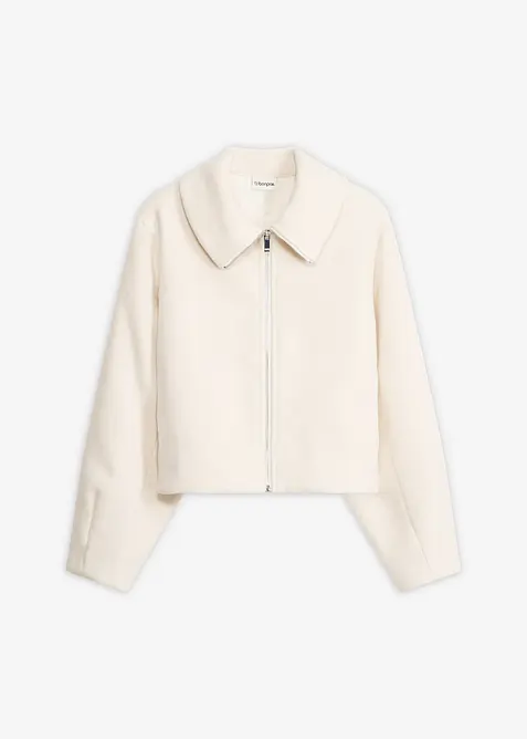 Gefütterte Oversize Jacke in weiß von vorne - bonprix