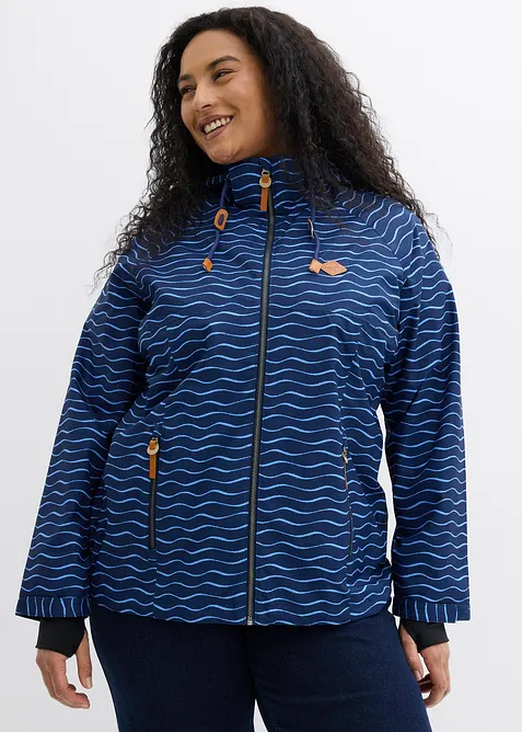 wasserdichte Funktions-Jacke in blau von vorne (im Anschnitt) - bonprix