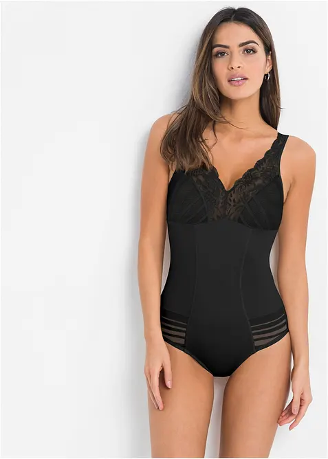 Medium Shape Body mit Spitze in schwarz von vorne (Totalaufnahme) - bonprix