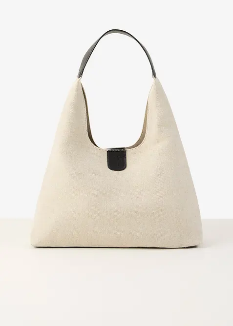 Beuteltasche mit Leinen in beige von vorne - bonprix