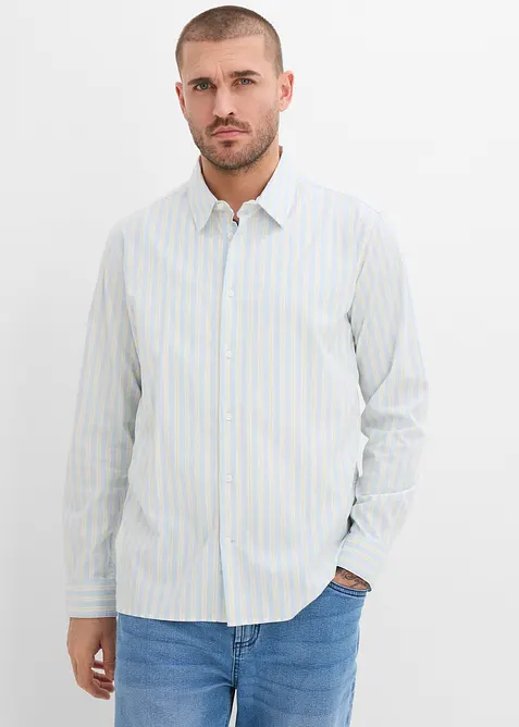Bügelarmes Business-Hemd in Modern Fit in blau von vorne (im Anschnitt) - bonprix