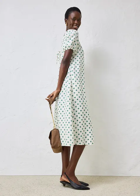 Kleid aus reinem Leinen in weiß im Look von vorne (Totalaufnahme) - bonprix