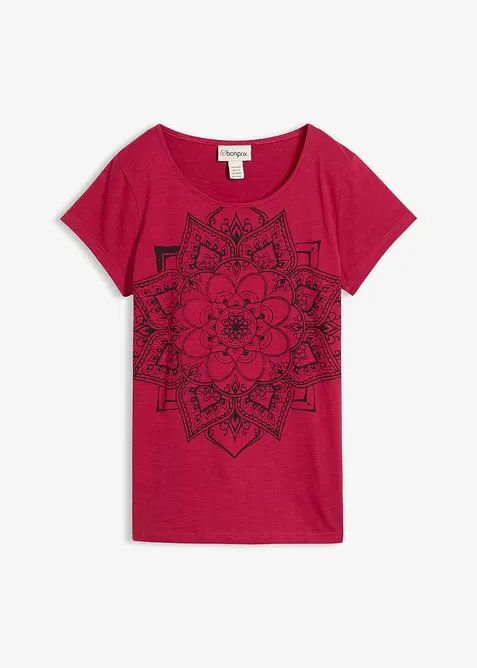 T-Shirt aus reiner Bio-Baumwolle in pink von vorne - bonprix