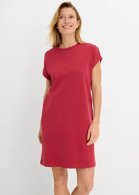 Shirtkleid aus schwerer reiner Bio-Baumwolle in rot von vorne (Totalaufnahme) - bonprix