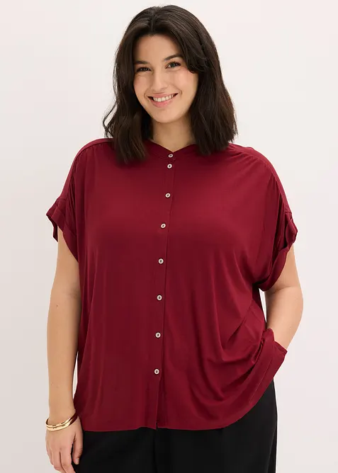 Shirtbluse aus softem Viskose Mix in rot von vorne (im Anschnitt) - bonprix