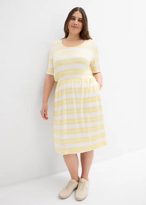 Shirtkleid aus Viskosemix in gelb von vorne (Totalaufnahme) - bonprix