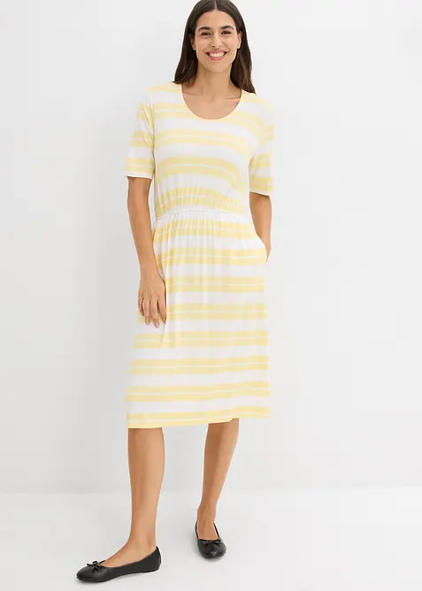 Shirtkleid aus Viskosemix in gelb von vorne (Totalaufnahme) - bonprix