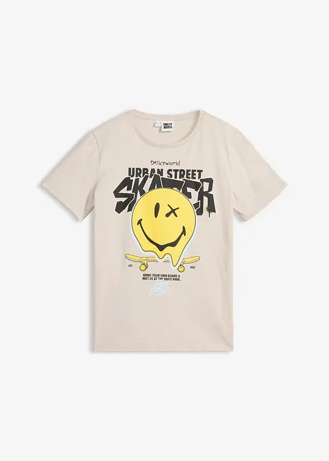 Smiley T-Shirt aus reiner Bio Baumwolle in grau von vorne - SmileyWorld