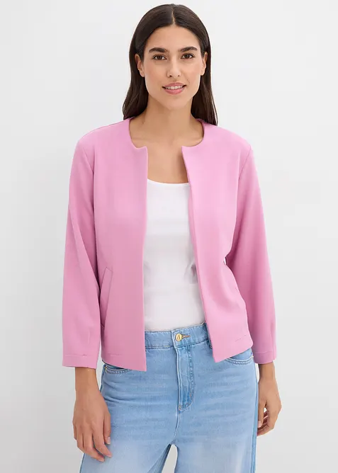 Scuba-Jacke aus softem Viskose-Mix in rosa von vorne (im Anschnitt) - bonprix
