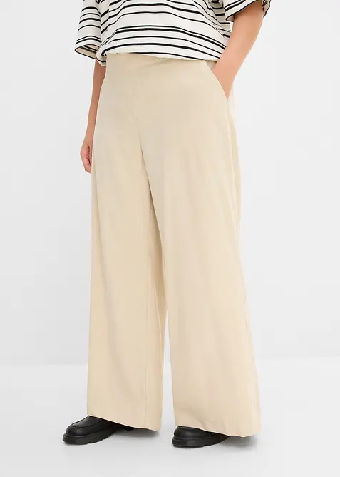 Palazzo-Hose aus Viskose-Mix in beige von vorne - bonprix