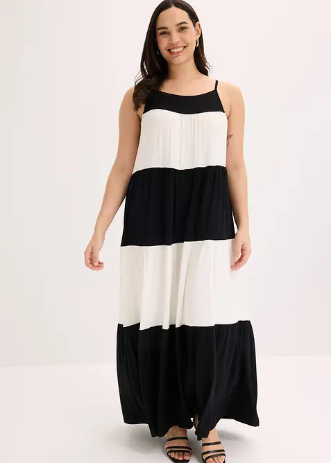 Jerseykleid aus softem Viskose-Mix in schwarz von vorne (Totalaufnahme) - bonprix