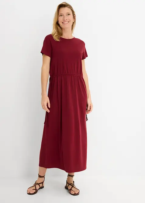 Shirtkleid aus weichem Piqué in rot von vorne (Totalaufnahme) - bonprix