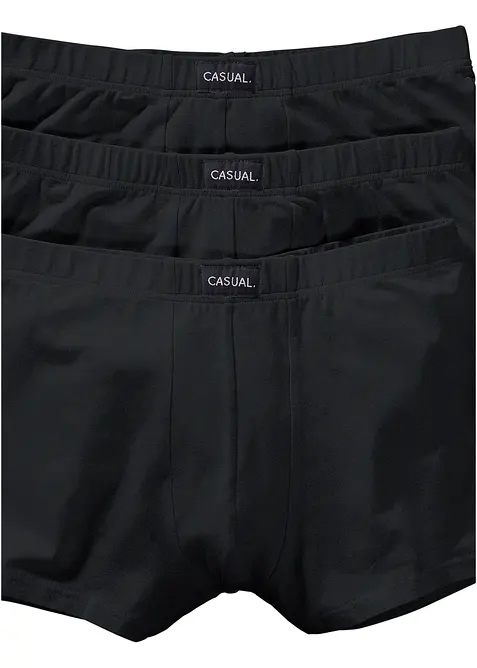Boxershorts eng mit Baumwolle (3er Pack) in schwarz von vorne - bonprix
