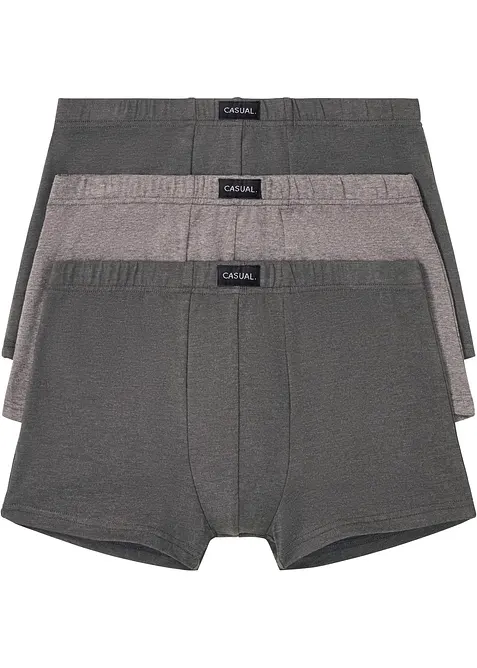 Boxershorts eng mit Baumwolle (3er Pack) in grau von vorne - bonprix