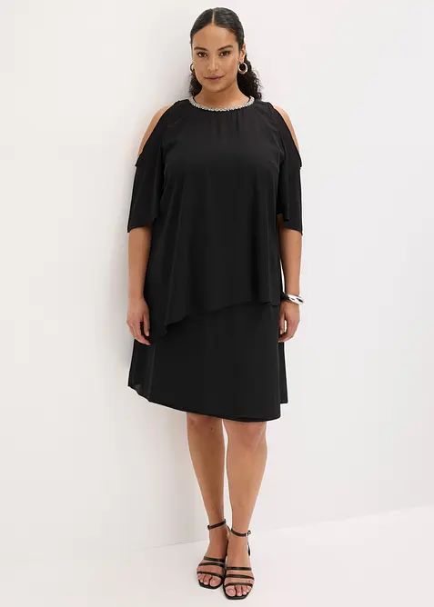 Blusenkleid in schwarz von vorne (Totalaufnahme) - bonprix