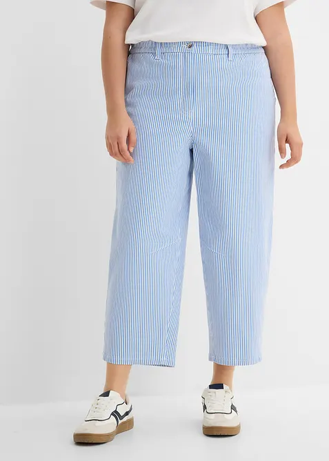 Barrel-Hose mit Bequembund aus Baumwoll-Mix in blau von vorne - bonprix