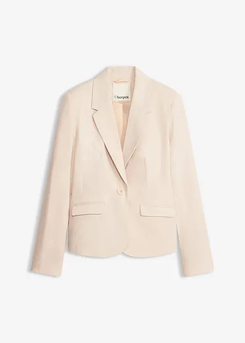 Kurzblazer mit Pattentaschen in beige von vorne - bonprix