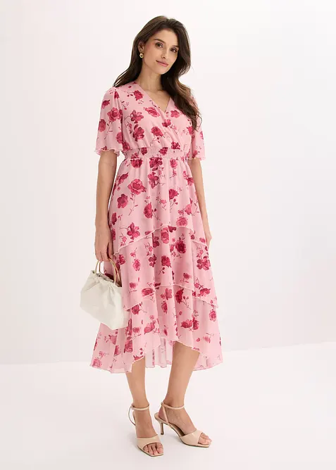 Midikleid aus softem Mesh in rosa im Look von vorne (Totalaufnahme) - bonprix