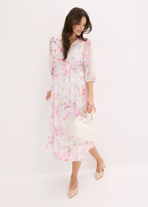 Jerseykleid aus zartem Mesh in weiß im Look von vorne (Totalaufnahme) - bonprix