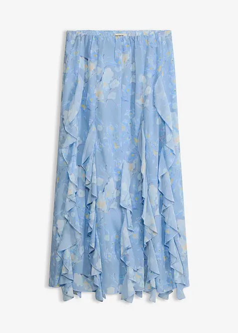 Maxirock aus leichtem Chiffon in blau von vorne - bonprix