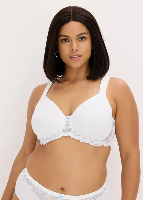 Minimizer-BH mit zarter Stickerei in weiß von vorne (im Anschnitt) - bonprix