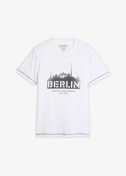 T-Shirt aus reiner Bio-Baumwolle in weiß von vorne - bonprix