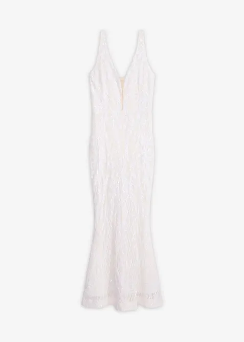 Brautkleid mit Paillettenstickerei in weiß von vorne - bonprix