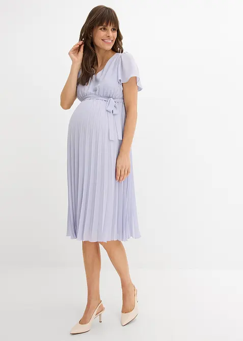 Umstandskleid aus zartem Georgette in lila von vorne (Totalaufnahme) - bonprix
