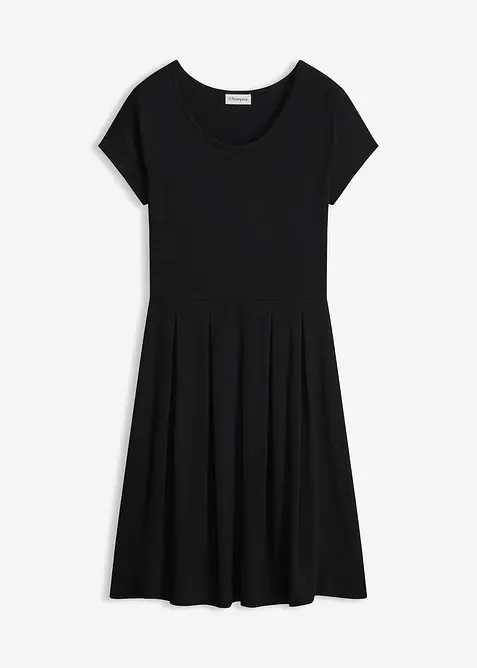 Shirtkleid aus fließender Viskose in schwarz von vorne - bonprix