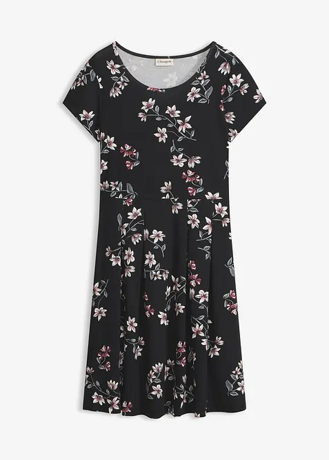 Shirtkleid aus fließender Viskose in schwarz von vorne - bonprix
