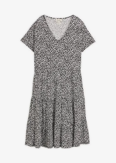 Jerseykleid aus Viskose-Mix in schwarz von vorne - bonprix