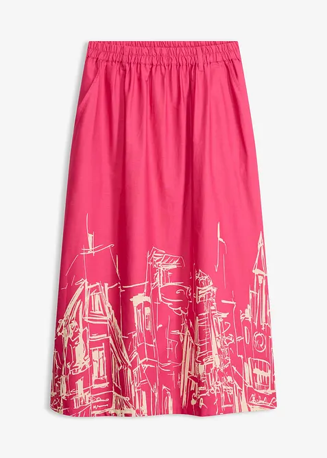 Midirock aus reiner Bio-Baumwolle in pink von vorne - bonprix