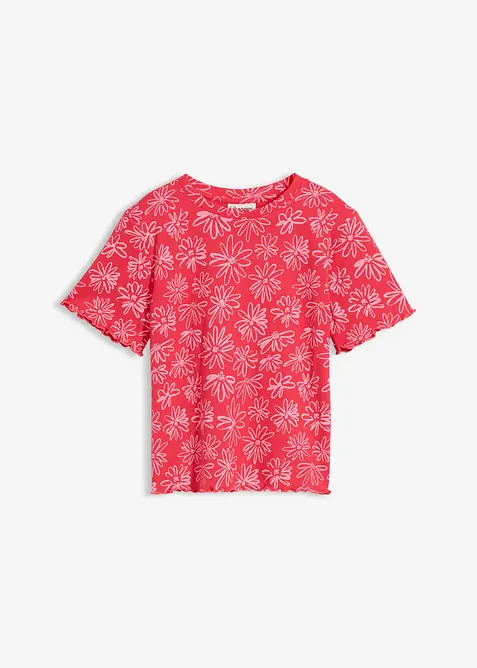 Kurzes T-Shirt aus Baumwoll-Mix in pink von vorne - bonprix