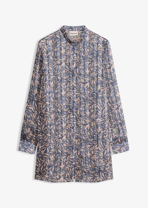 Chiffon Longbluse in blau von vorne - bonprix