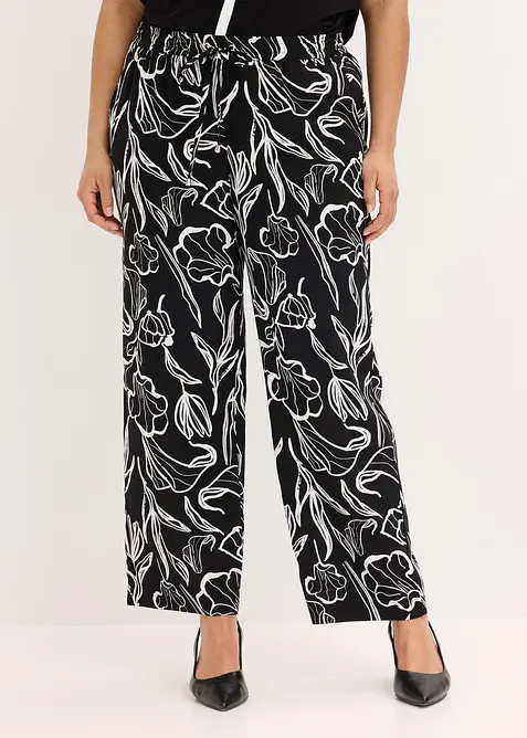 Viskose Schlupfhose in schwarz von vorne - bonprix